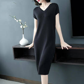 气质妈妈装冰丝针织连衣裙