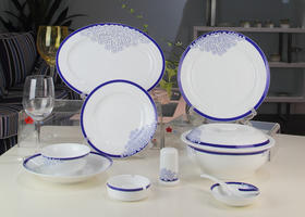 景德镇陶瓷 国瓷红叶 56头蓝韵中餐具
