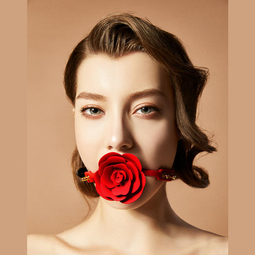 UPKO玫瑰花朵硅胶口球塞进口牛皮捆绑束缚成人情趣娃娃系列 商品图1