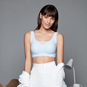 网纱拼接背心文胸 后背V领内衣女无钢圈夏薄款透气速干胸罩