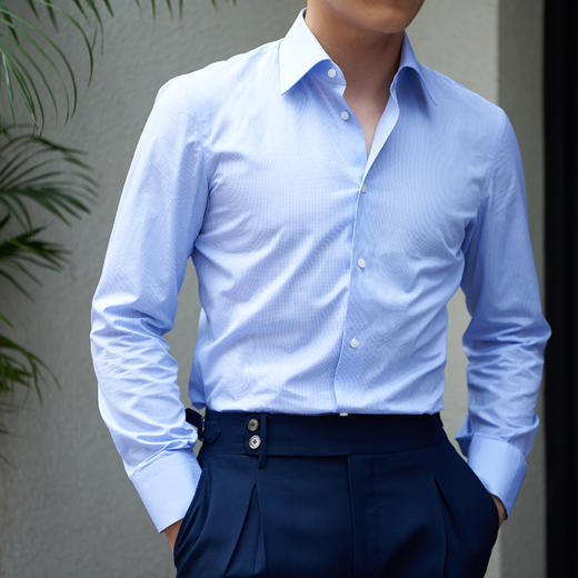 Thomas Mason 140支双股细格纹府绸意式工艺衬衫 商品图5