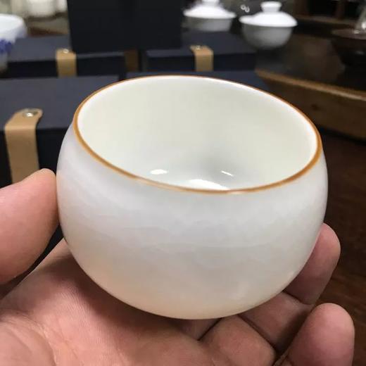 汝窑羊脂玉白瓷冰裂纹罗汉杯象牙白个人单杯主人茗杯茶茶具