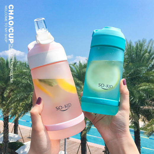 潮流网红可爱女神水杯 便携运动太空防摔吸管杯  商品图0