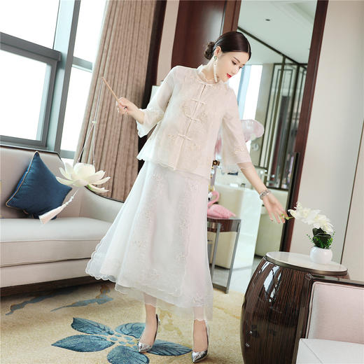 QZ-19165新款中国风复古盘扣中式刺绣旗袍上衣 TZW 商品图2