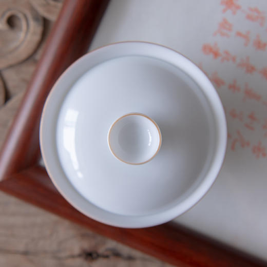 永利汇甜白瓷手工盖碗茶杯单个功夫茶具景德镇陶瓷日式泡茶碗小号 商品图4