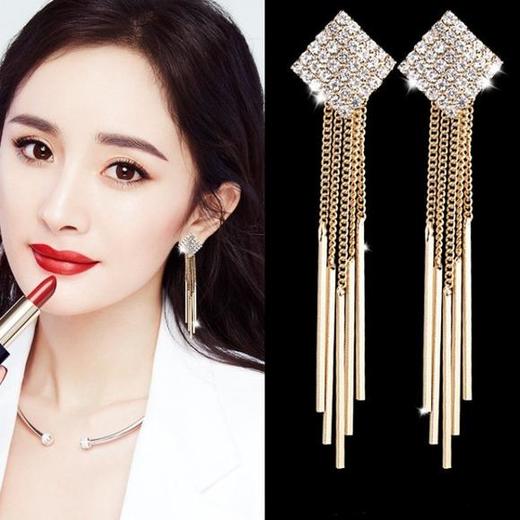 BY-HE1142新款银针镶钻百搭时尚流苏耳坠 TZW 商品图0