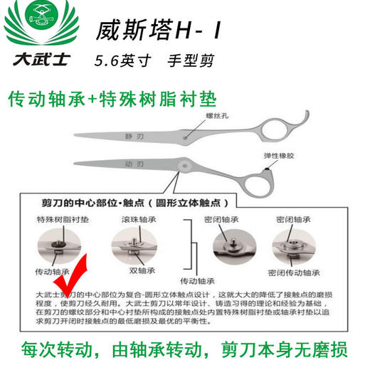 （日本直采）大武士剪刀威斯塔H-Ⅰ 5.6寸手型剪 商品图1