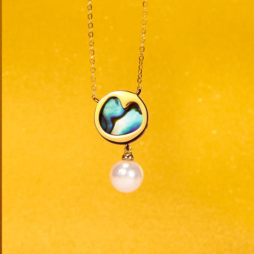 千里江山 18k金彩贝珍珠项链