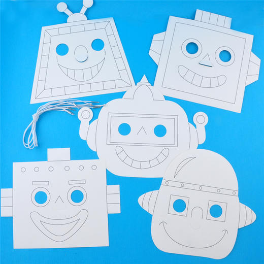 机器人面具益智机器人面具绘画面具幼儿园儿童手工diy材料包创意制作