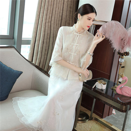 QZ-19165新款中国风复古盘扣中式刺绣旗袍上衣 TZW 商品图0