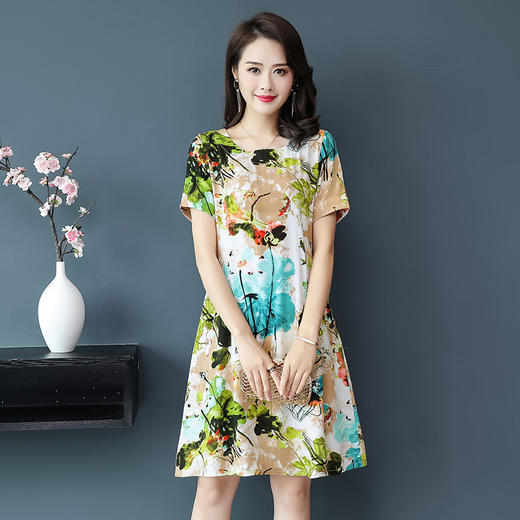 优质棉绸 中老年连衣裙(货号 wy2230)