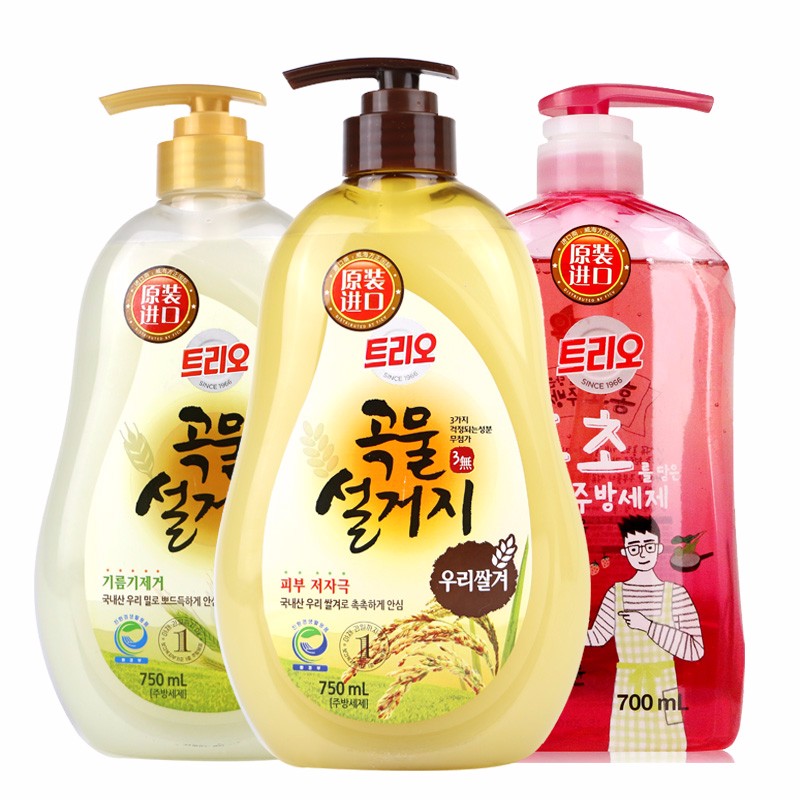 AEKYUNG/爱敬 谷物清洁剂 小麦 750ML + 米糠 750ML + 石榴醋 700ML 组合装JPY带授权招加盟代理