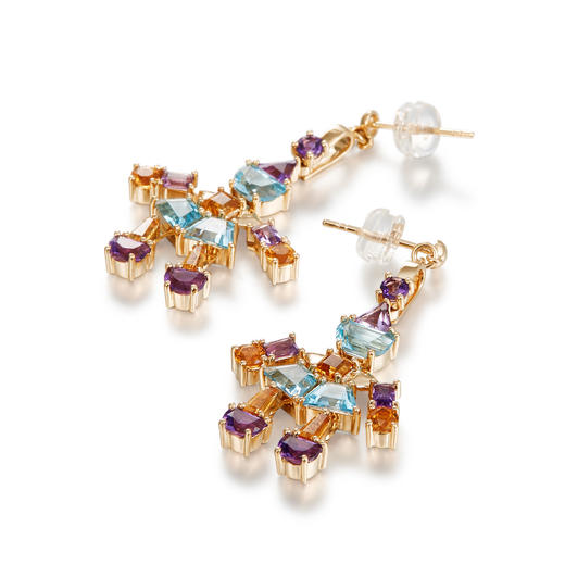 18k金 彩虹士兵 托帕石 紫水晶 多宝耳坠 商品图3