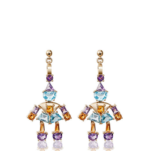 18k金 彩虹士兵 托帕石 紫水晶 多宝耳坠 商品图0