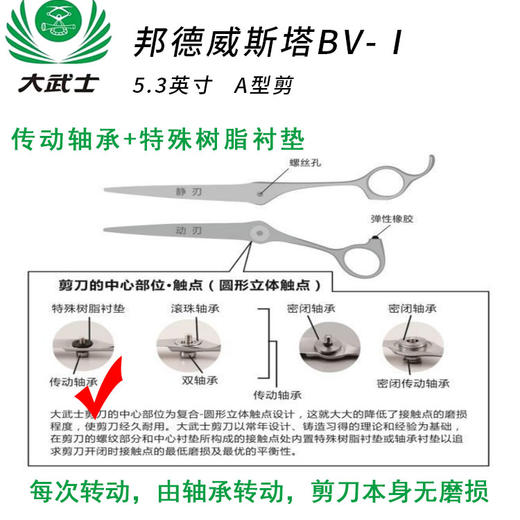 （日本直采）大武士剪刀邦德威斯塔BV-Ⅰ 5.3寸A型剪平剪 商品图1