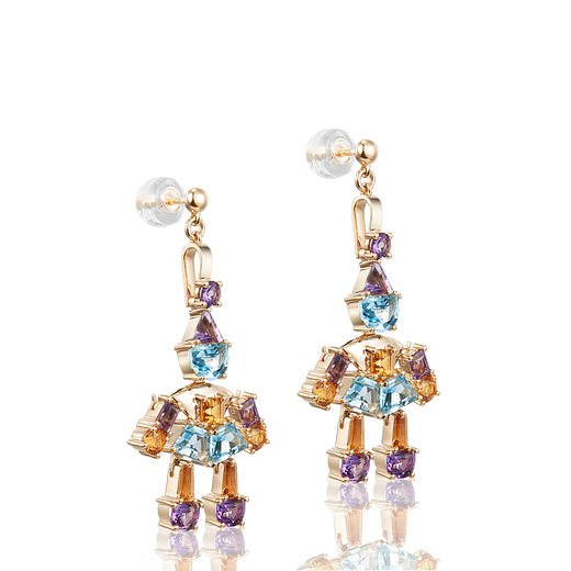 18k金 彩虹士兵 托帕石 紫水晶 多宝耳坠 商品图2