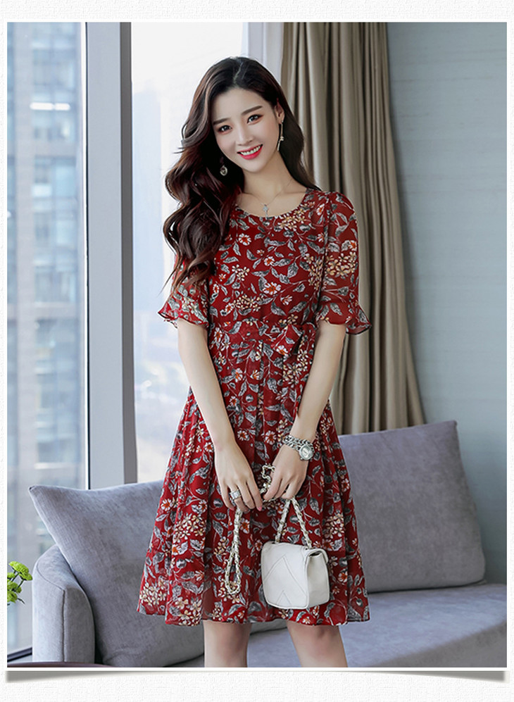 tca06碎花真丝连衣裙