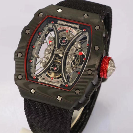 KV理查德米勒【RICHARD MILLE】RM53-01 这款腕表充满动感与活力。表壳由坚固抗震防损的TPT碳纤维加工制成，碳纤维 商品图0