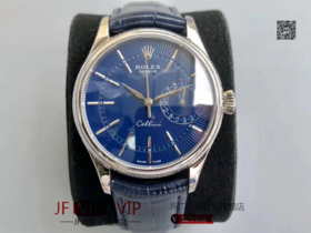 VF新力作劳力士切利尼系列，这是一款打破传统新突破的日历腕表，结合拱外圈三角坑纹圈组成双外圈