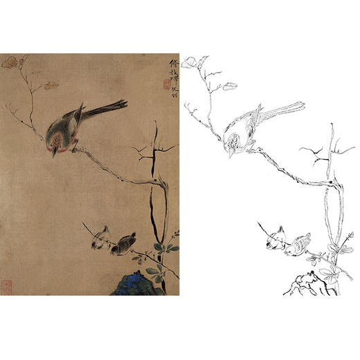 恽寿平没骨花鸟白描底稿-斗方小品册页-SP60 商品图0