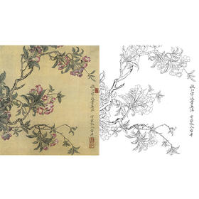 恽寿平没骨花鸟白描底稿-斗方小品册页-SP55