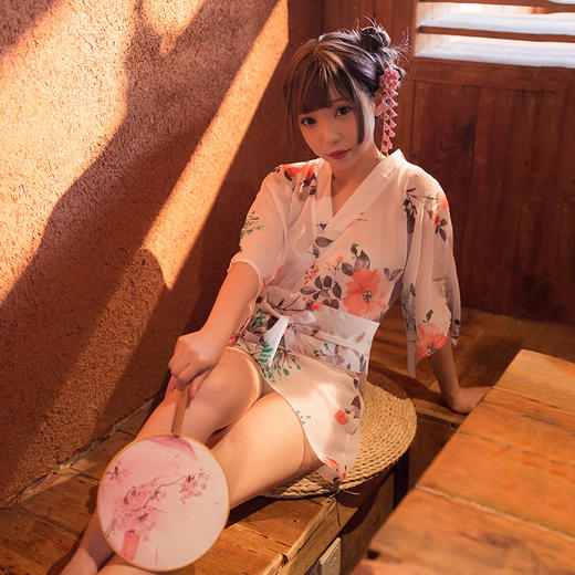 霏慕 性感印花雪纺和服 日式成人睡袍 开襟诱惑浴衣 7055 商品图1