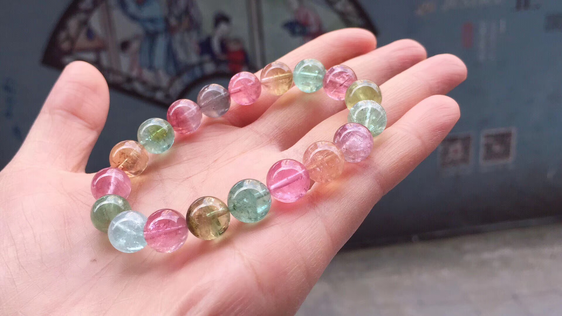 2m绝美马卡龙糖果色碧玺手链