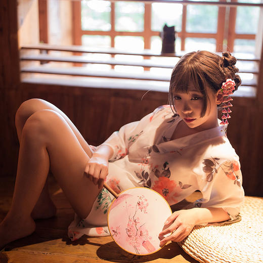 霏慕 性感印花雪纺和服 日式成人睡袍 开襟诱惑浴衣 7055 商品图2