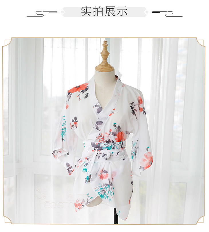 霏慕性感印花雪纺和服日式成人睡袍开襟诱惑浴衣7055 特殊后勤