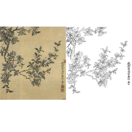 恽寿平没骨花鸟白描底稿-斗方小品册页-SP53 商品图0