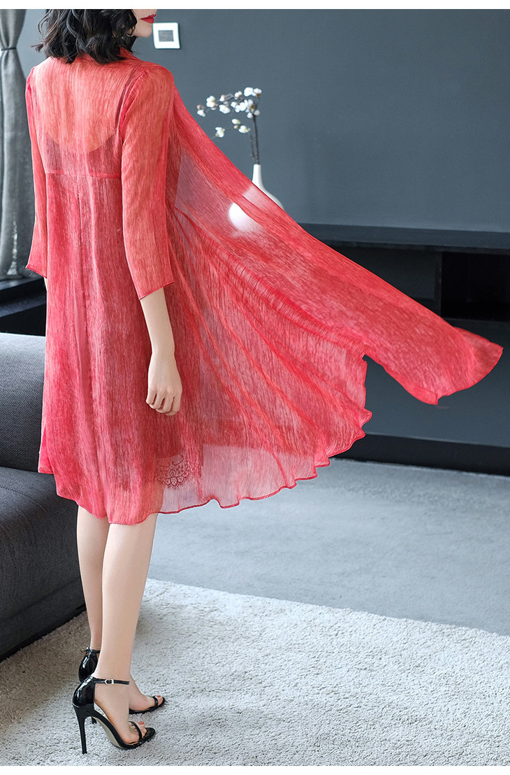 qs16637夏季新款中长款雪纺防晒衣女披肩外套