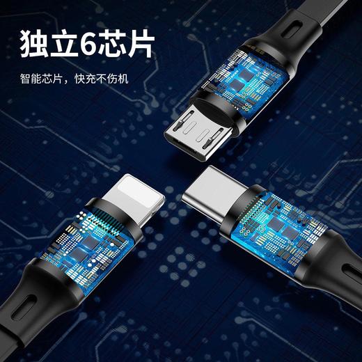【69元3件】倍思 一拖三数据线 适用于苹果/Type-c/安卓三合一伸缩数据线手机充电器线适用于苹果华为小米 商品图5