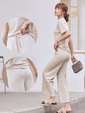 气质冰丝休闲时尚女神范儿两件套阔腿裤