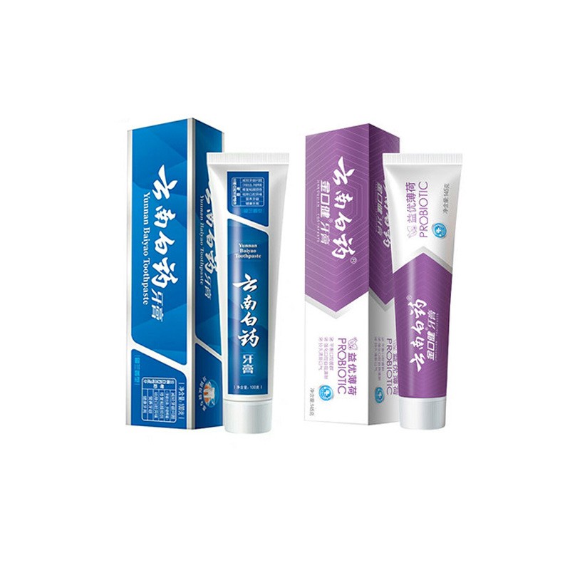 云南白 留兰牙膏100G+薄荷牙膏105G有票JPY带授权招加盟代理