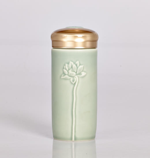 【创意星星杯】赠手链 清心福莲随身杯（单色釉） 双层300ml 商品图0