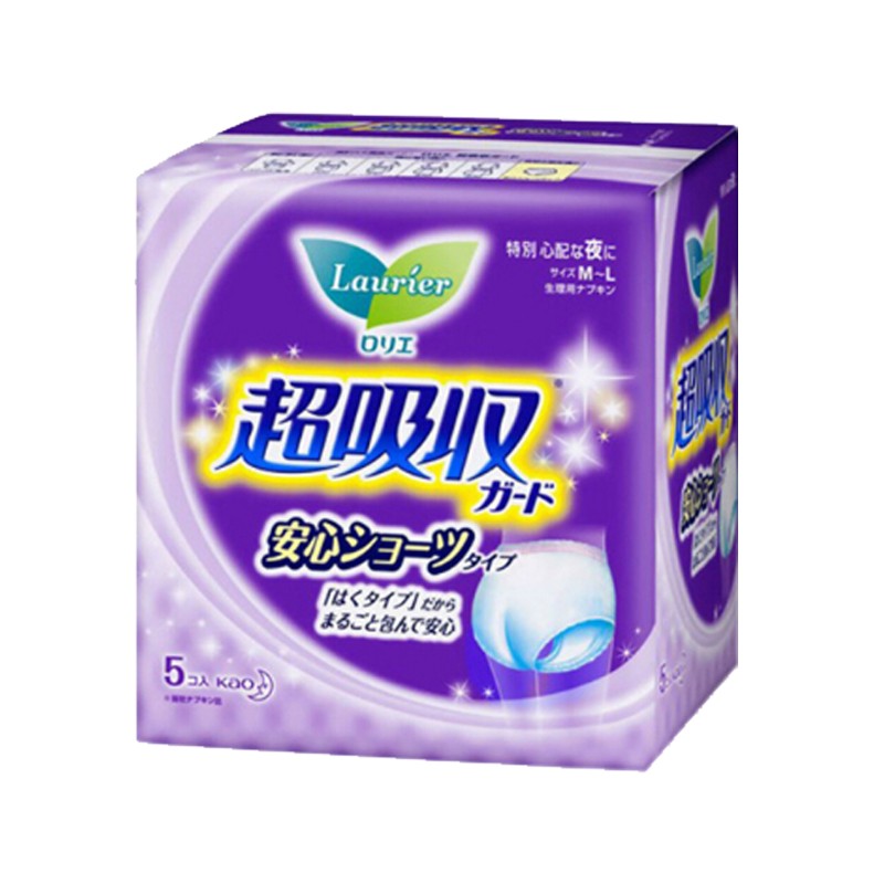 LAURÍER/乐而雅 棉柔吸收卫生巾 夜用 安心裤型 5片有票JPY带授权招加盟代理