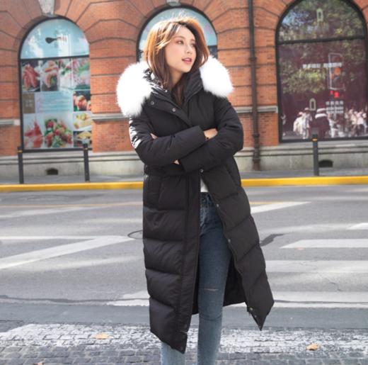 【羽绒服女】. 大毛领加长款羽绒服女长过膝加厚超厚超长韩版修身 商品图3