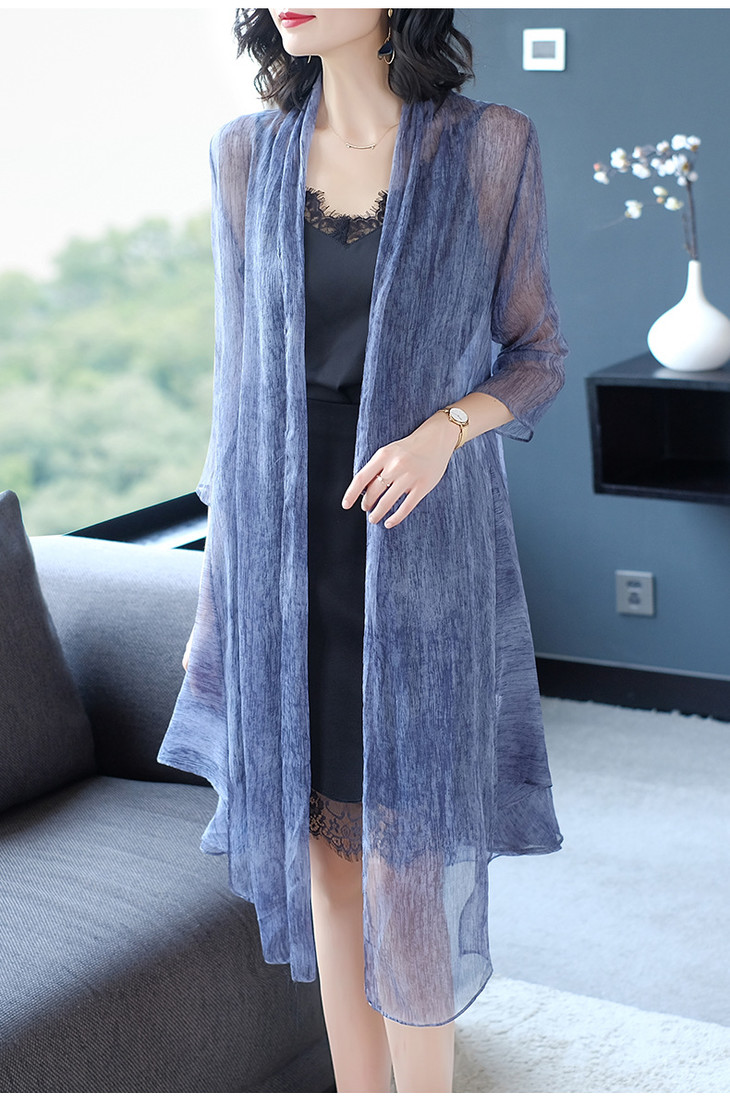 qs16637夏季新款中长款雪纺防晒衣女披肩外套