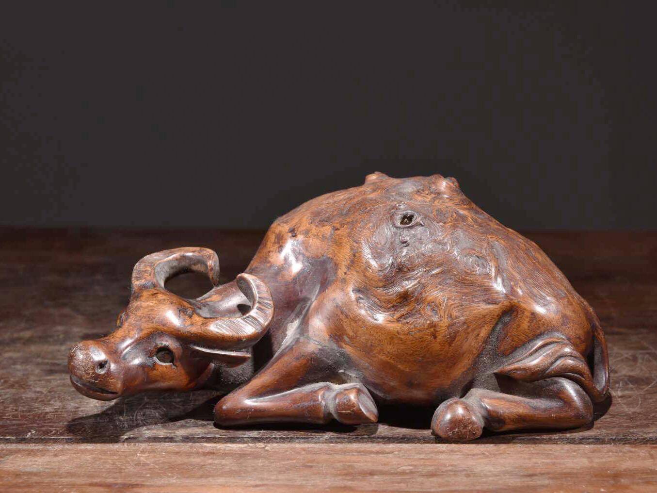 随形天然树榴雕卧牛 顺丰包邮