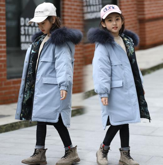 【羽绒服儿童】.儿童羽绒服女童中长款 韩版童装女大童加厚保暖外套两面穿 商品图0