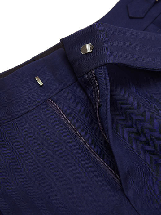 Stylbiella 英式高克重藏蓝色人字纹意式工艺裤装 商品图9