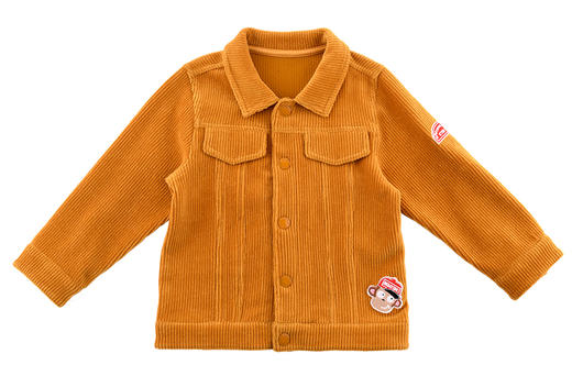 棉果果春秋季男童天鹅绒抽条+汗布休闲翻领外套M312100419480 商品图1