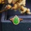 18K玫瑰金和田玉（碧玉）满钻戒指--珍爱  / 小水滴7*10mm / 苹果绿（戒圈请备注留言） 商品缩略图1