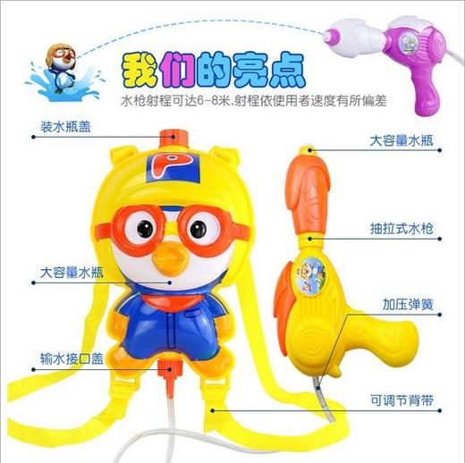 〖韩国〗pororo啵乐乐儿童背包水枪沙滩戏水玩具户外玩具枪 商品图2