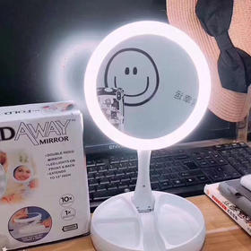 【抖音网红同款LED补光化妆镜】 双面两用10倍放大收纳折叠化妆镜 节日礼物