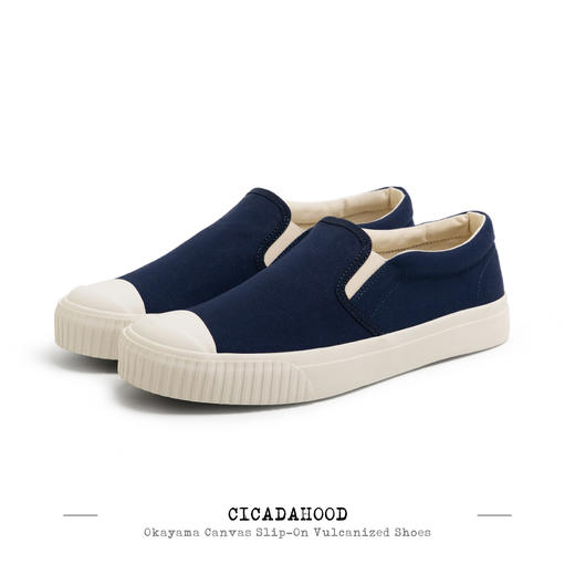 Cicadahood日本冈山帆布一脚蹬系列硫化鞋 经典休闲 海军蓝 原创 商品图0