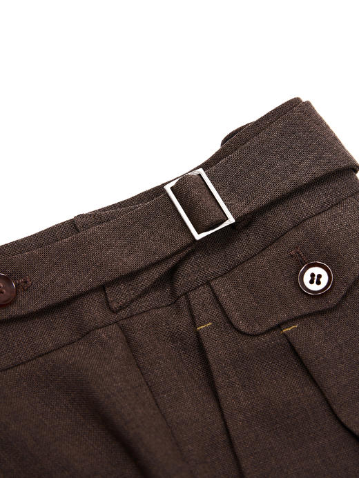 Hardy Minnis Fresco 强捻抗皱棕色意式工艺裤装 商品图5