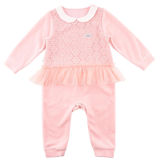 棉果果春秋季女童天鹅绒娃娃领套头连体衣 M322727219455 商品图2