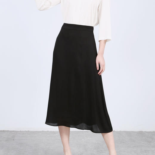 丁摩 真丝半身裙A字裙高腰伞裙大摆中长款18-06DR299-24.05.31 商品图0