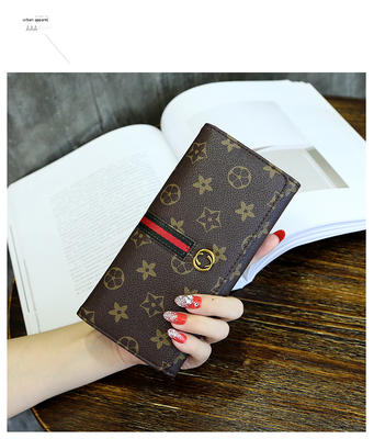 新款女长款大容量手拿包卡包搭扣皮夹卡包手机钱夹 商品图3